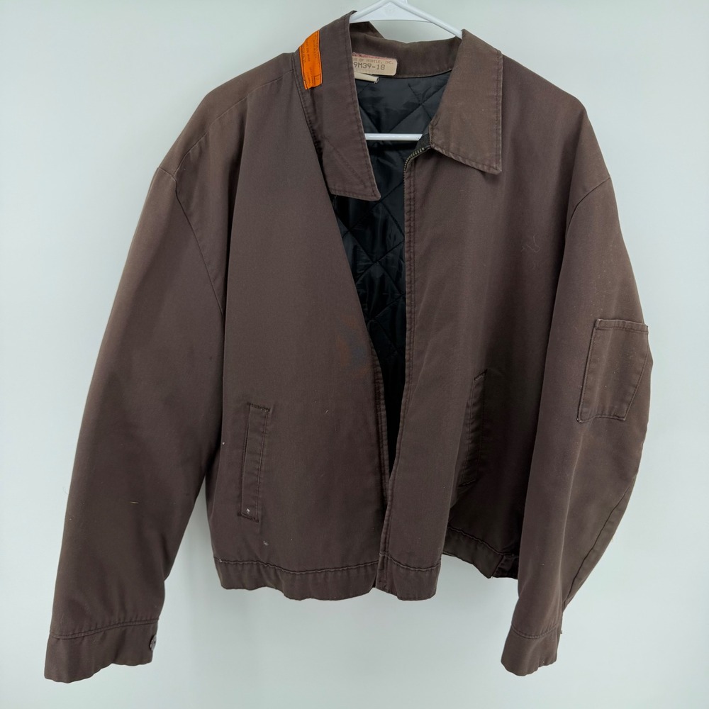 Vintage Rus of Mobile Inc Brown Work Jacket Quilted Lined Made in USA